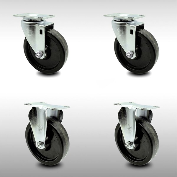 Service Caster 5 Inch SS Phenolic Swivel Top Plate Caster Set with 2 Rigid SCC-SS20S514-PHS-2-R-2 - main